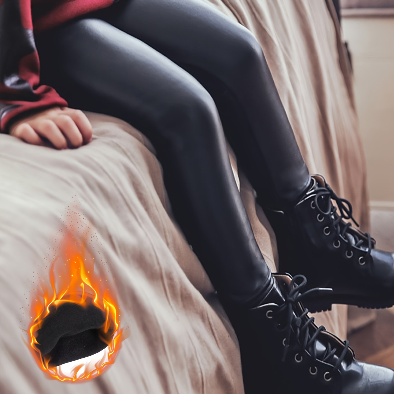Girls Pu Leather Leggings Warm Leggings Fall Winter Party - Temu