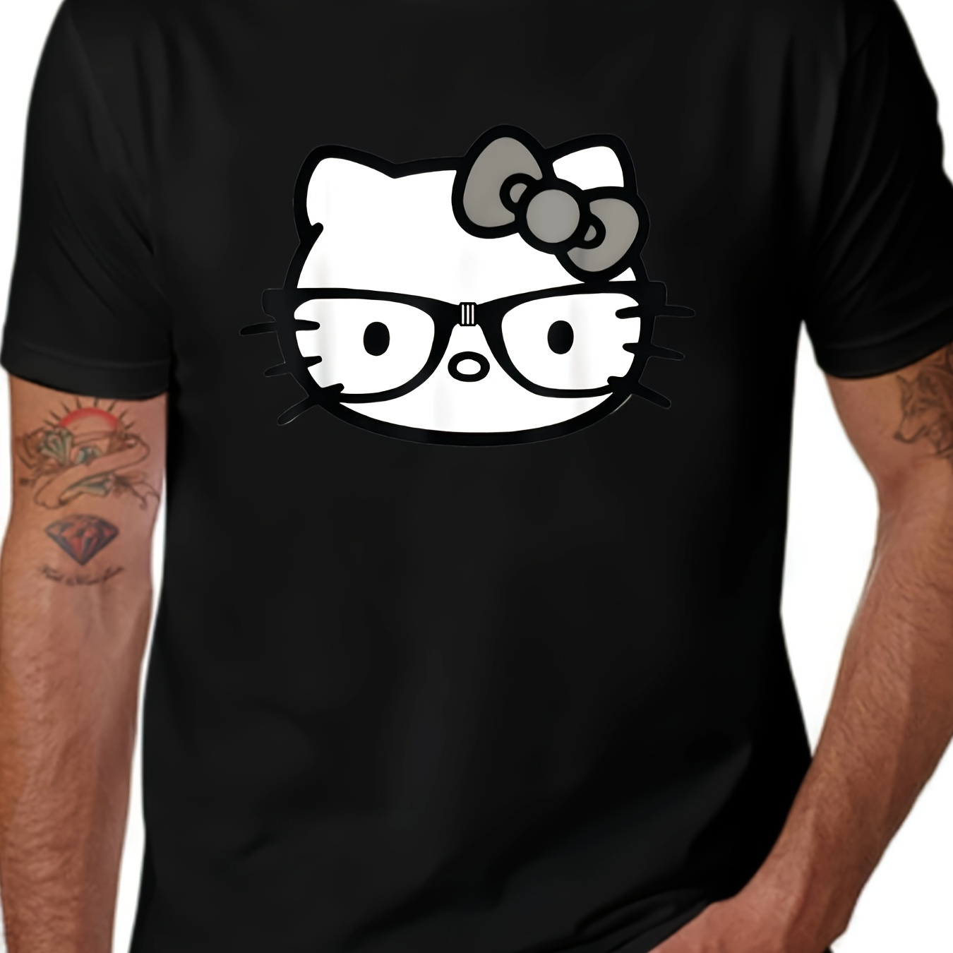 

Sanrio Hello T-shirt For - Cute & Stylish, Short Sleeve, Round Neck, Casual Fit With Glasses Design