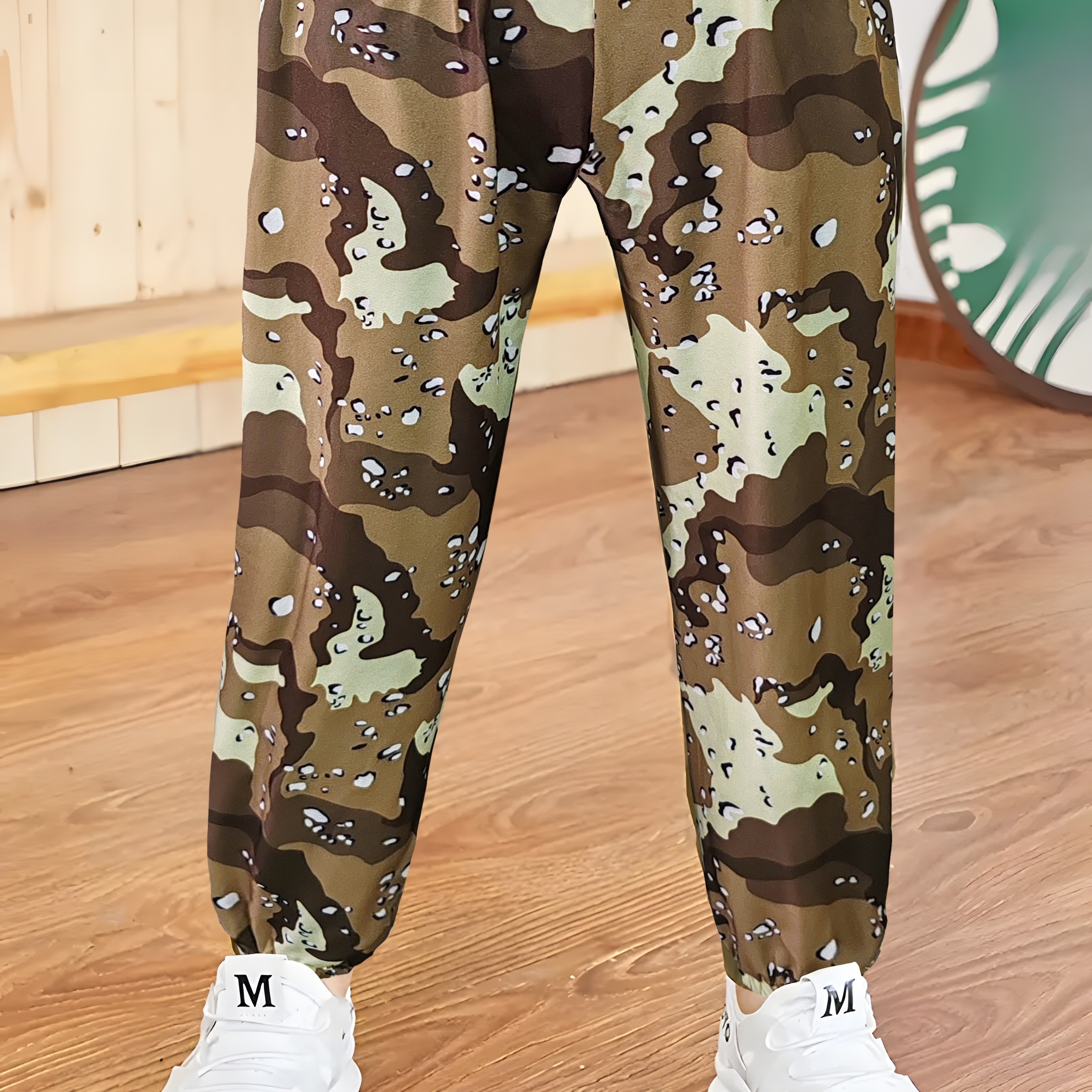 

Boy's Stylish Camo Pattern Loose Pants, Elastic Waist Comfortable Spring Summer Outdoor Sports Pants