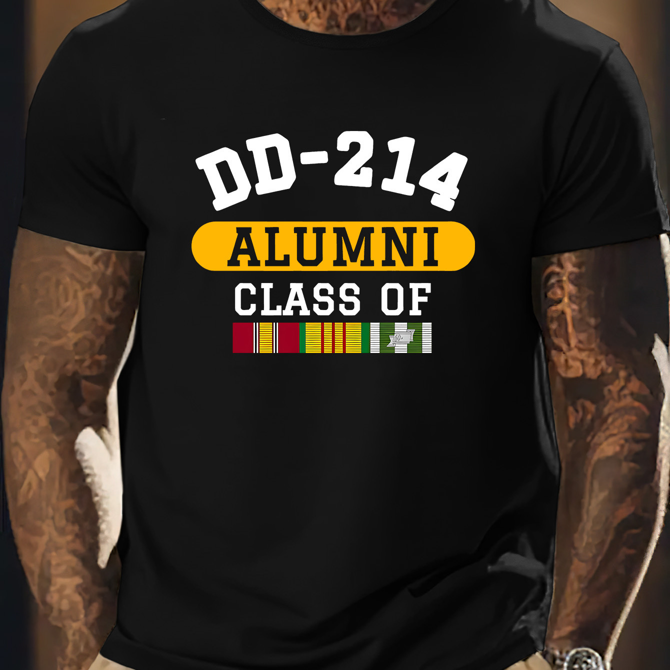 

Men's Casual Novelty T-shirt, " Dd-214 Alumni" Letter Print Short Sleeve Summer Top, Stylish Crew Neck Tee For Daily Wear