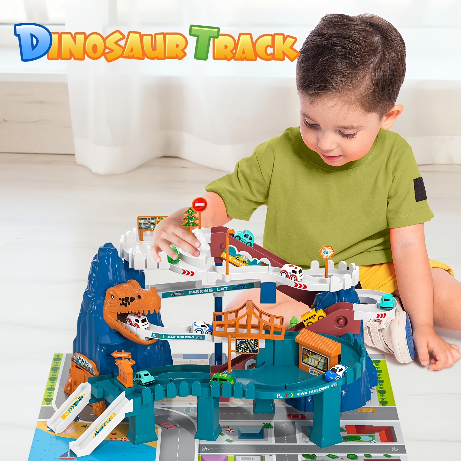 Meninos Race Track Car Garage Estacionamento Aventura Toy Gifts 3-9 anos de  idade Meninos meninas, Jogos de carro pré-escolar Brinquedos de presente  para crianças Playsets de veículos