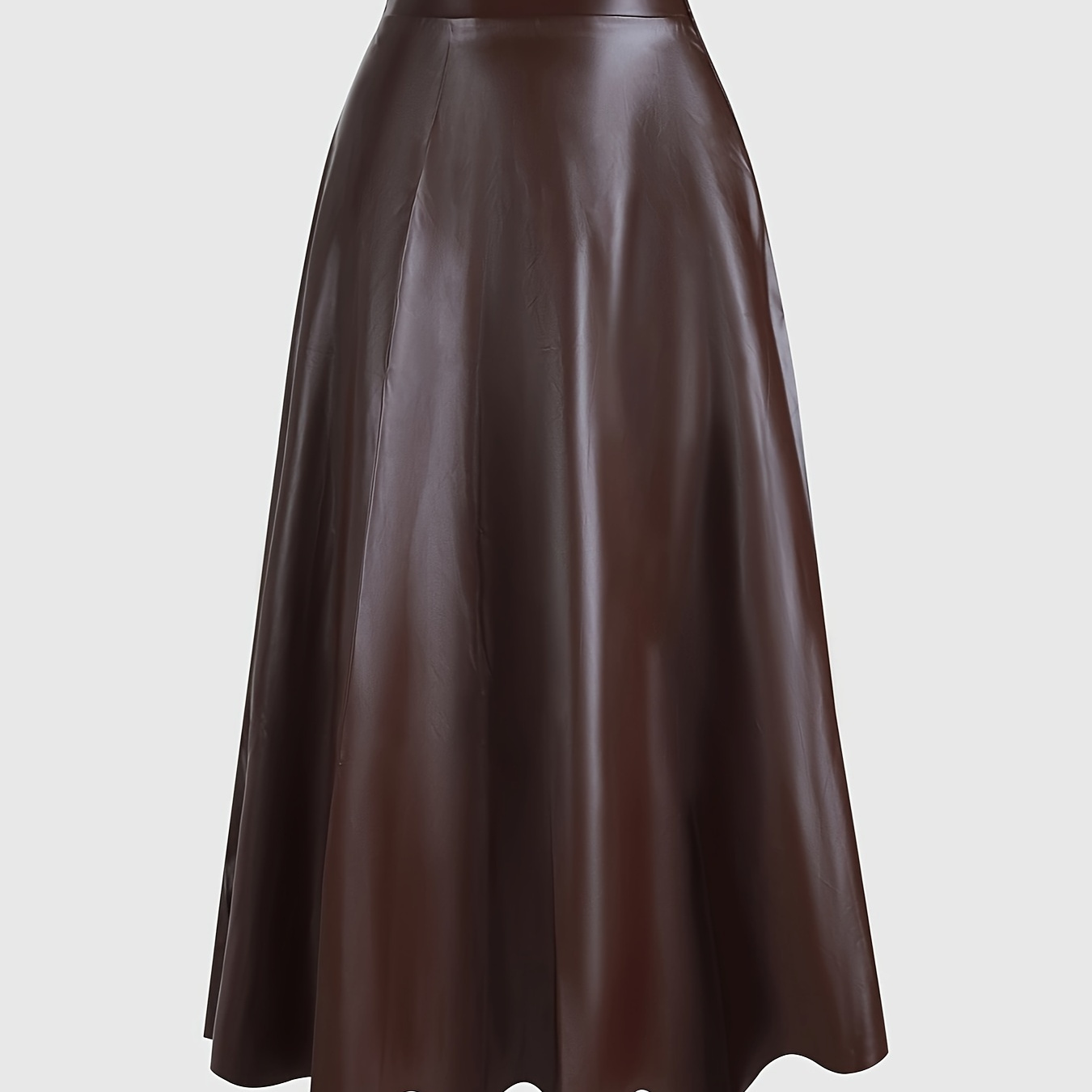 

Jupe trapèze en similicuir pour femme, couleur unie, taille haute, polyester, pour /