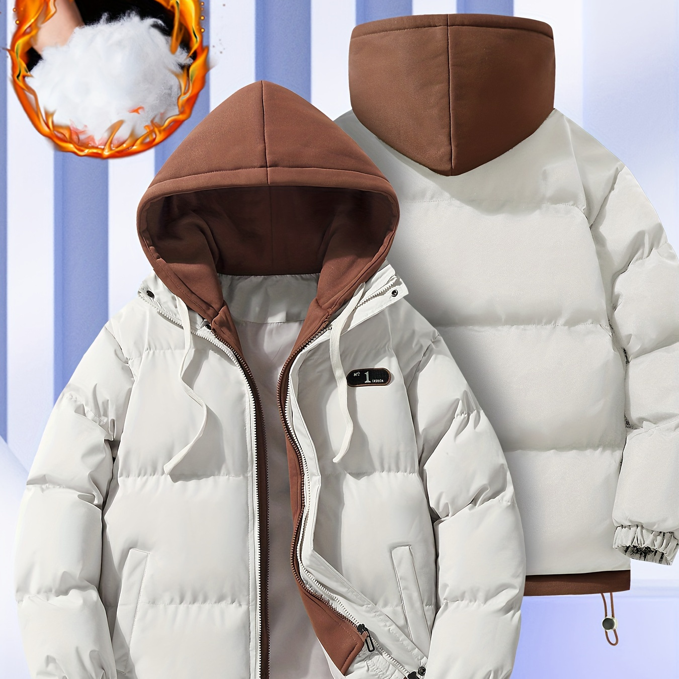 

2- Blocking Hooded , Long Padded Clothes