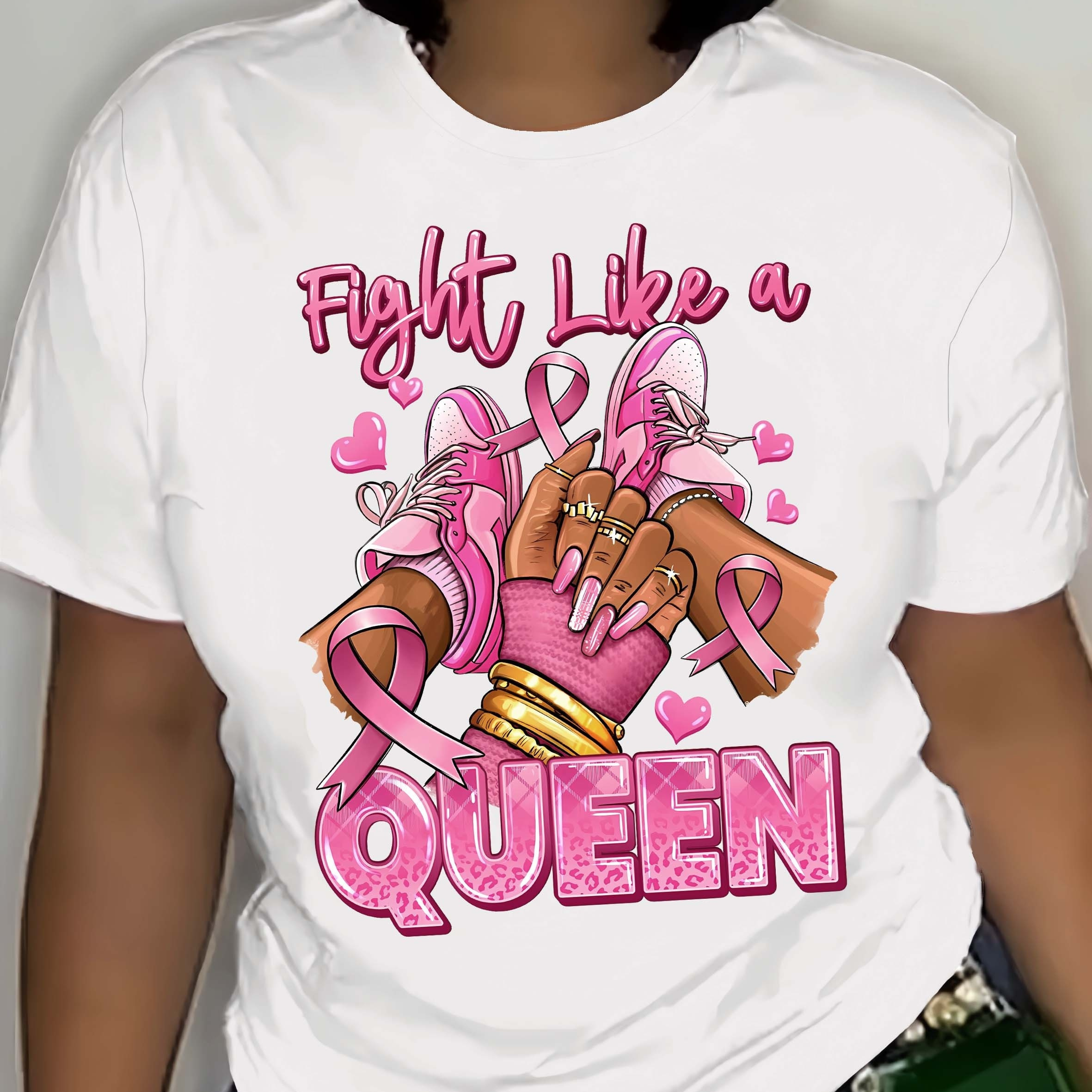 

Queen & Sneaker Neck T-shirt, Short Sleeve Casual Top For , Women's Clothing