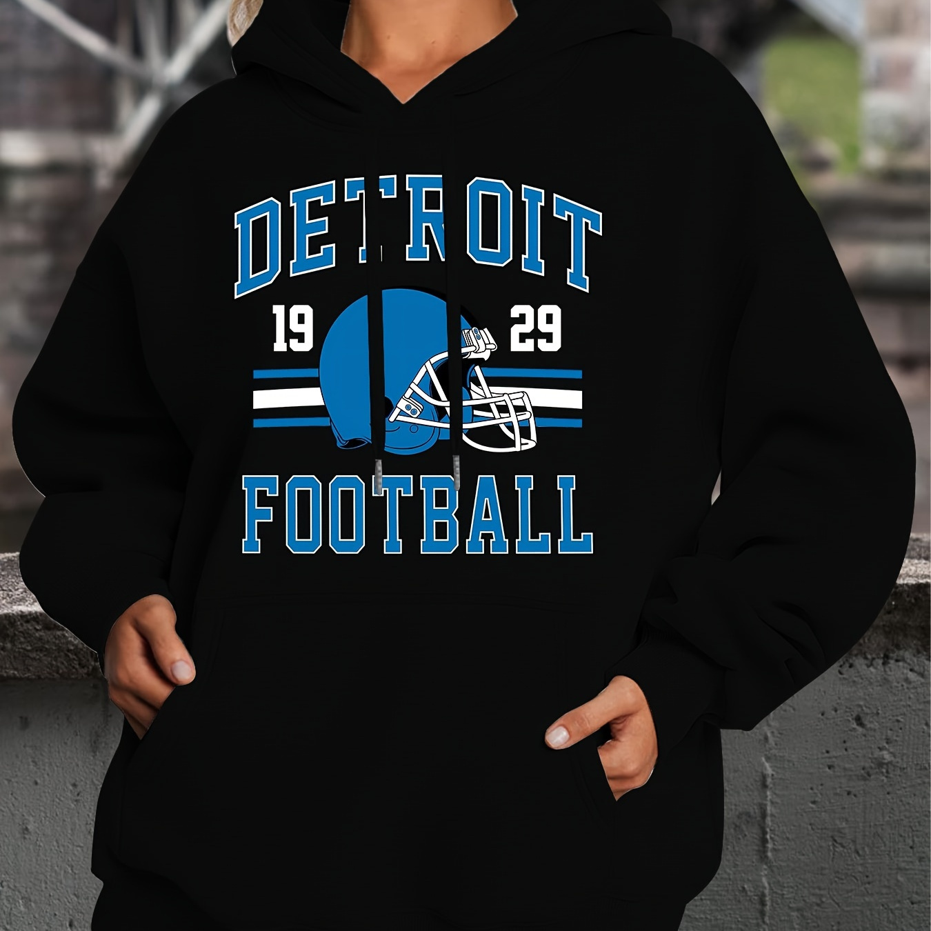 

Detroit Football Long Sleeve Sweatshirt Vintage Retro Detroit Football Sweatshirt Detroit Gift Football Fan Hooded Sweatshirt Detroit Drawstring Sweatshirt