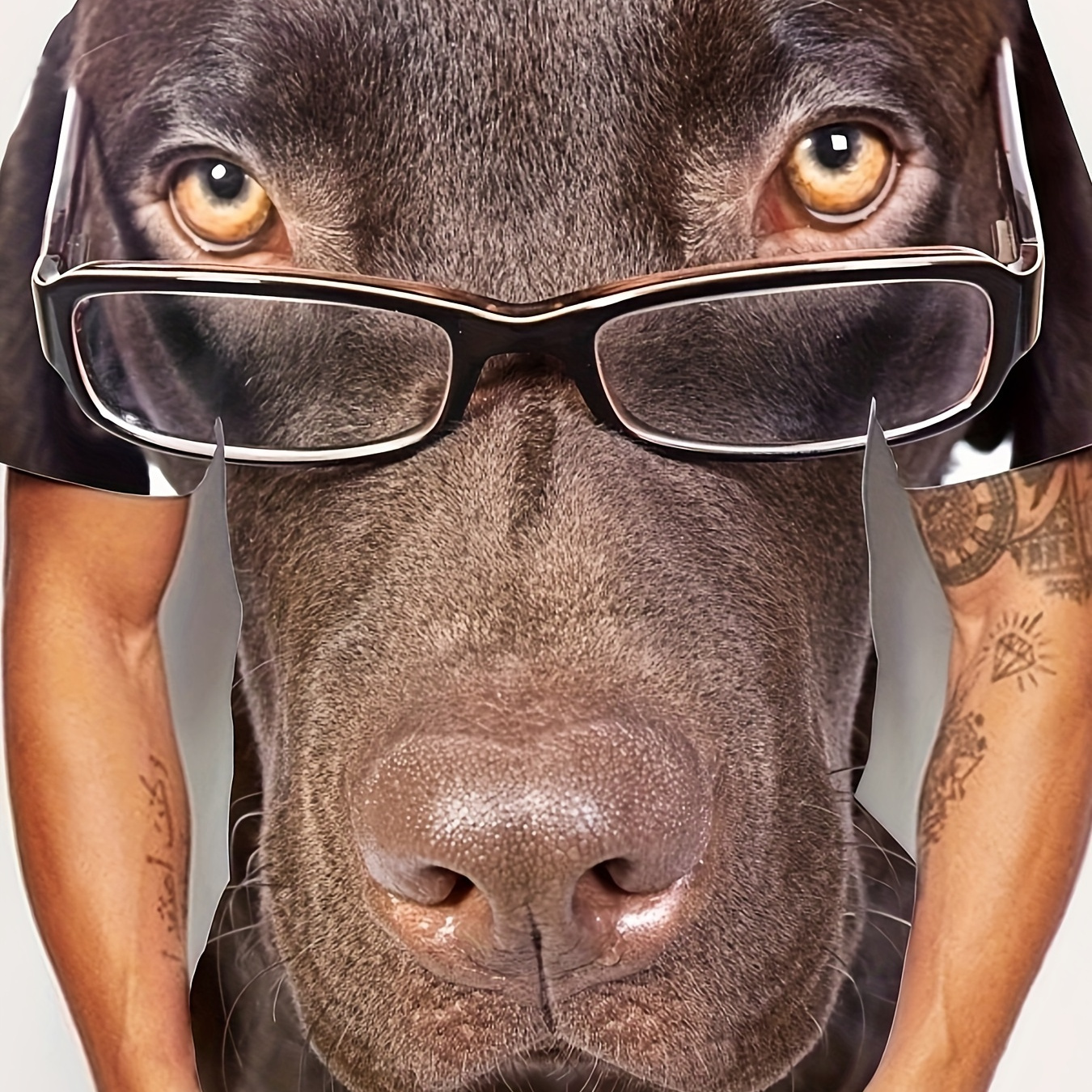 

T-shirt À Col Rond Et Manches Courtes Pour Homme, Avec Impression Numérique 3D De Tête De Chien Avec Des Lunettes Cool, Idéal Pour L'été Et La Mode Urbaine