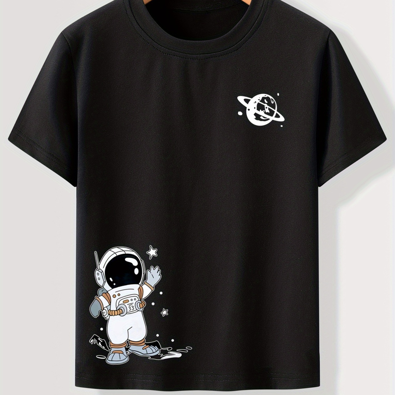 

Boys Astronaut And Planet T-shirt Tee Top Short Sleeves Crew Neck Summer Casual Kids Clothes