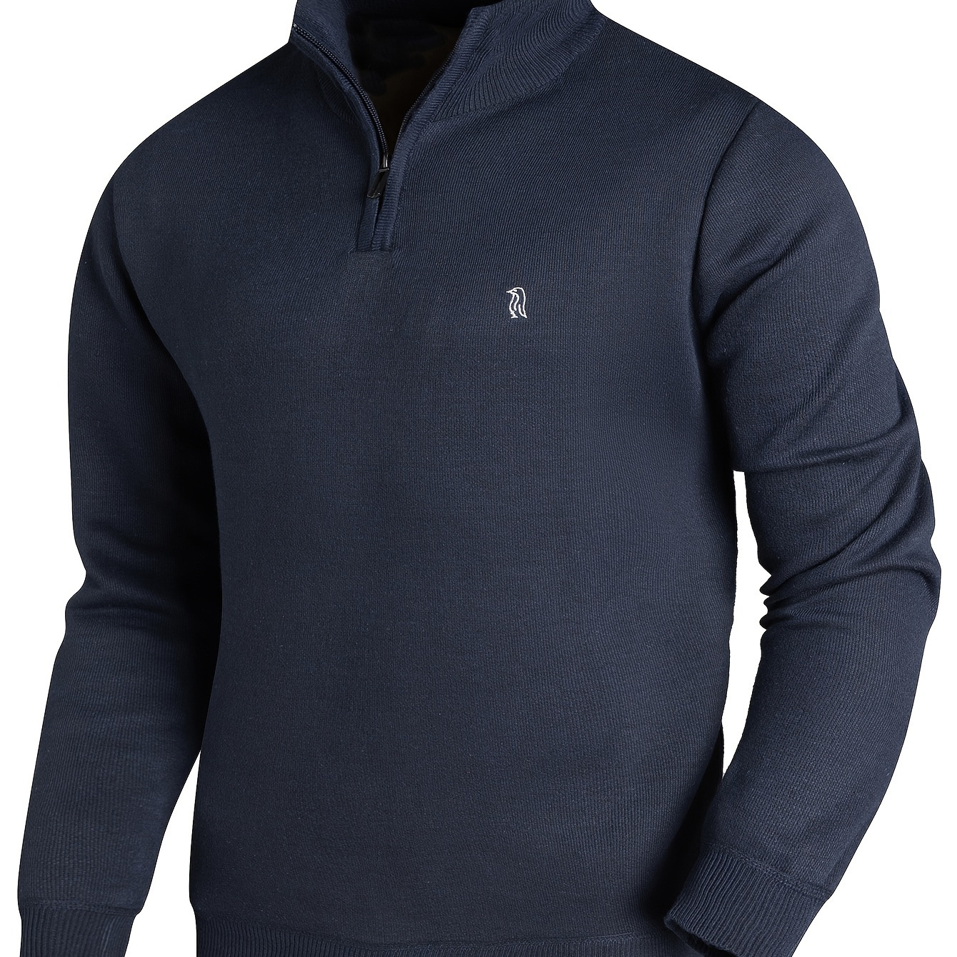 

Men's Casual Zip Sweater Top With Small Collar, Long Sleeve, Polyester Knit Fabric, Solid Color, For Adult, Ideal For Sports, , And Outdoor Activities - Spring/fall Collection