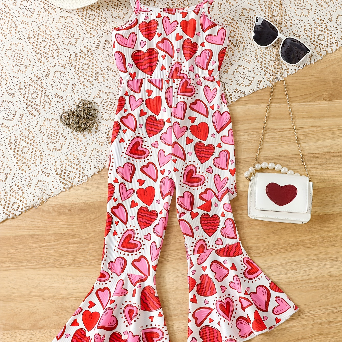 TEMU Sweet Graphic Cami Jumpsuit Romper For Summer Valentine's Day