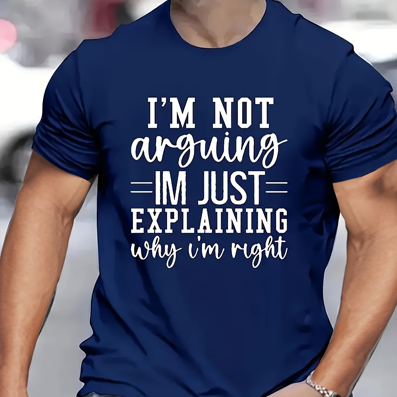 

Im Just Explaning Print Men's Casual Short Sleeve Crew Neck T-shirt, Summer Outdoor