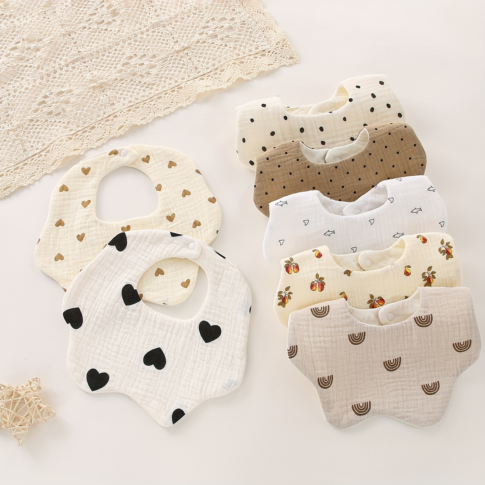 

1pc Baby Muslin Bib, Drool Bandana, Soft Adjustable 6 Layers Baby Cotton Bib For Newborn Baby Girl Boy Toddlers Infants Teething