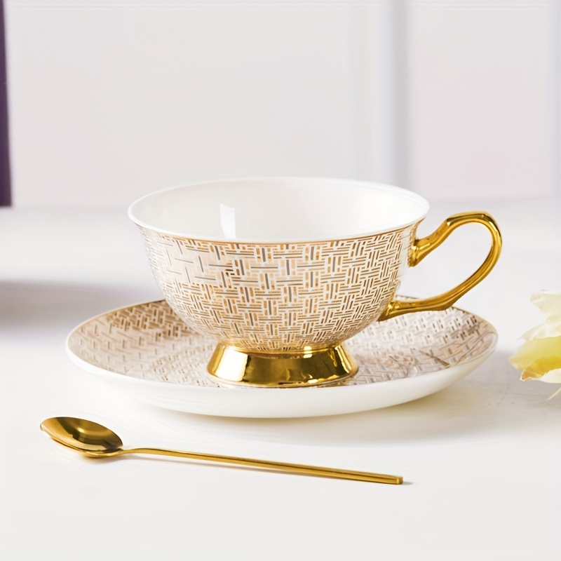 1pc 240ml Ceramic Cupset With Biscuit Shaped Saucer, Coffee Mug Set With  Unique & Exquisite Design For Tea Time, High-end & Cute