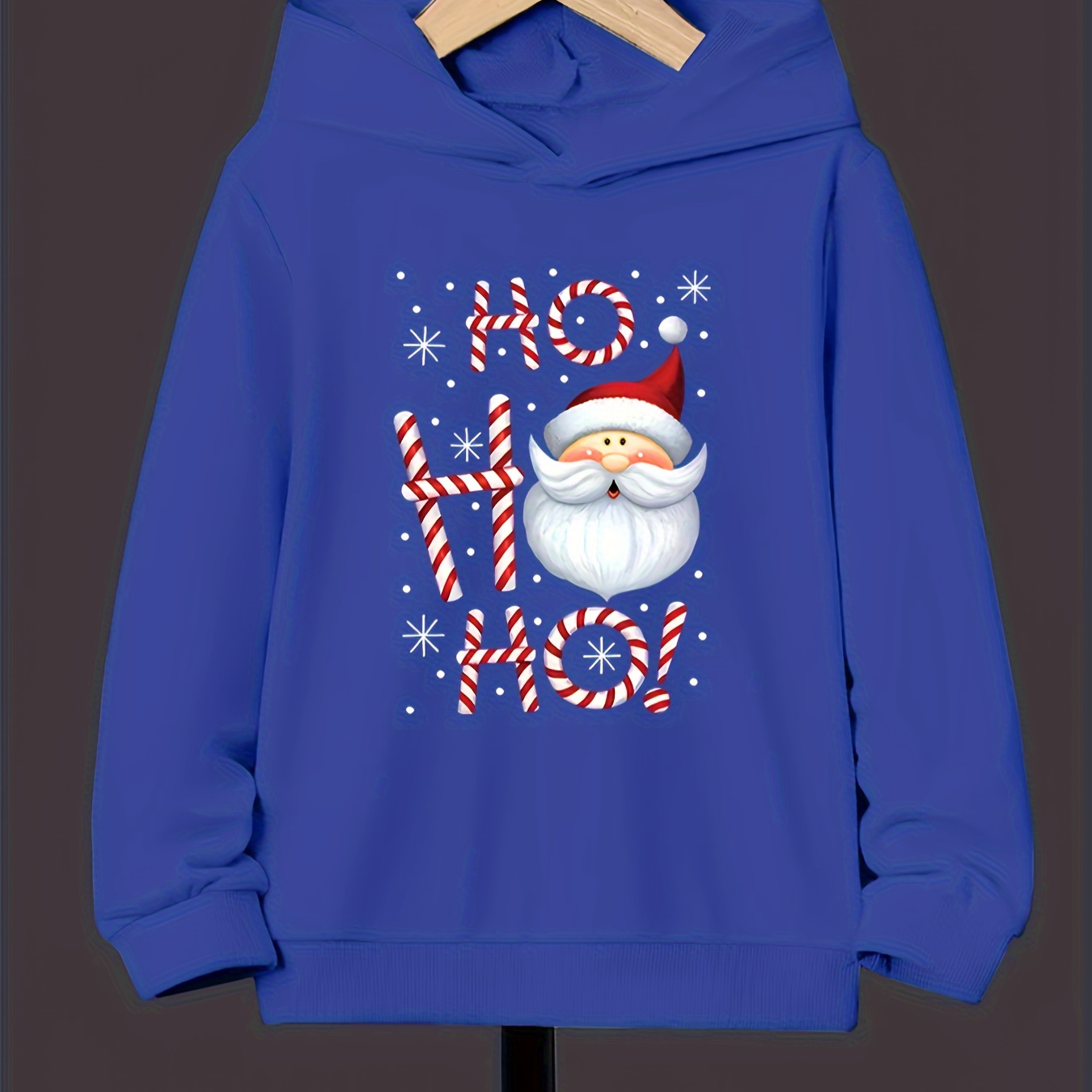 

Boys Autumn And Winter New Casual Fashion Christmas Ho Santa Claus Cartoon Pattern Printing Trendy Cool Hooded Long-sleeved Sweatshirt