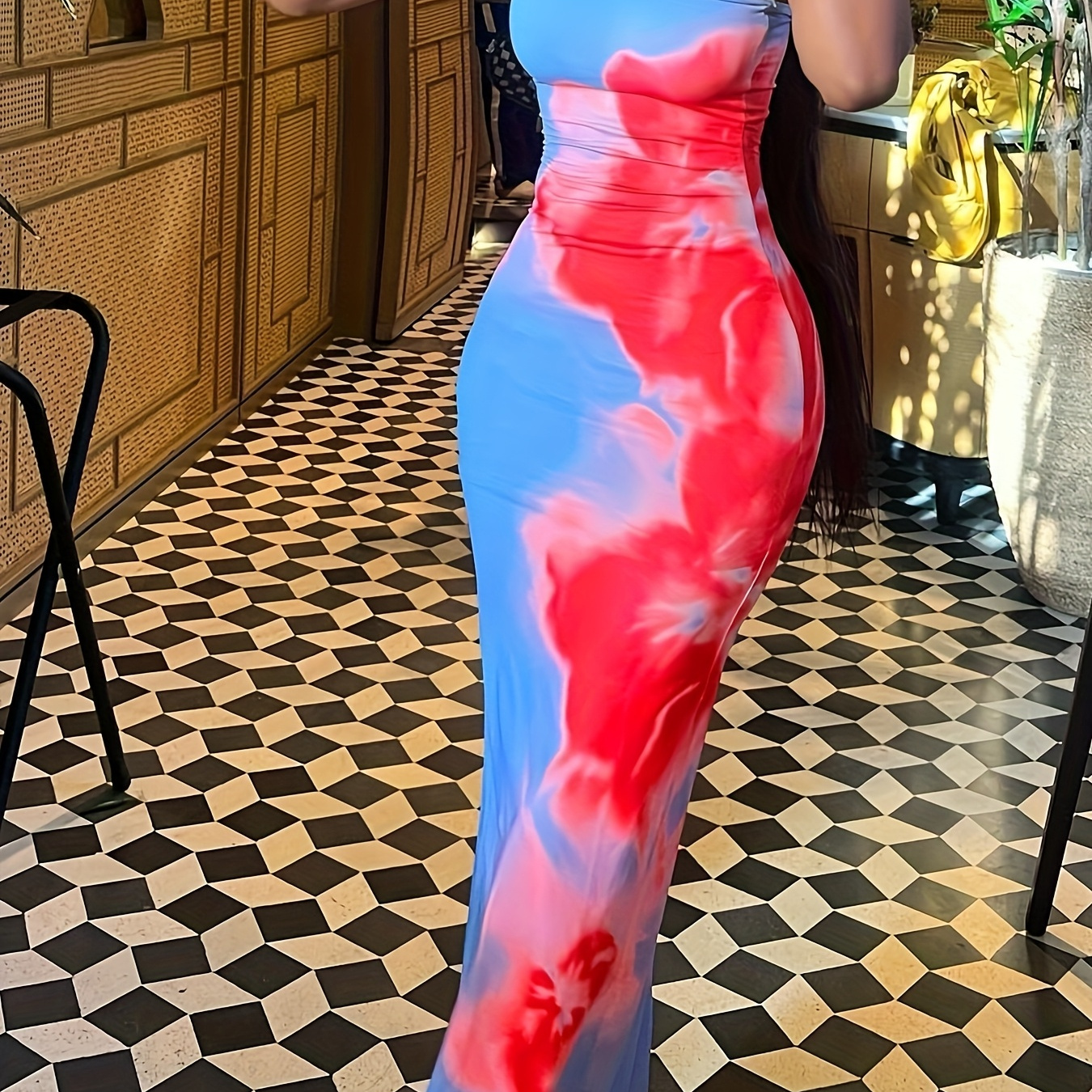 tie dye bodycon dress strapless Feeling Amazing Tie-Dye Mini A double Strapless Bodycon Ladies Dresses Tie