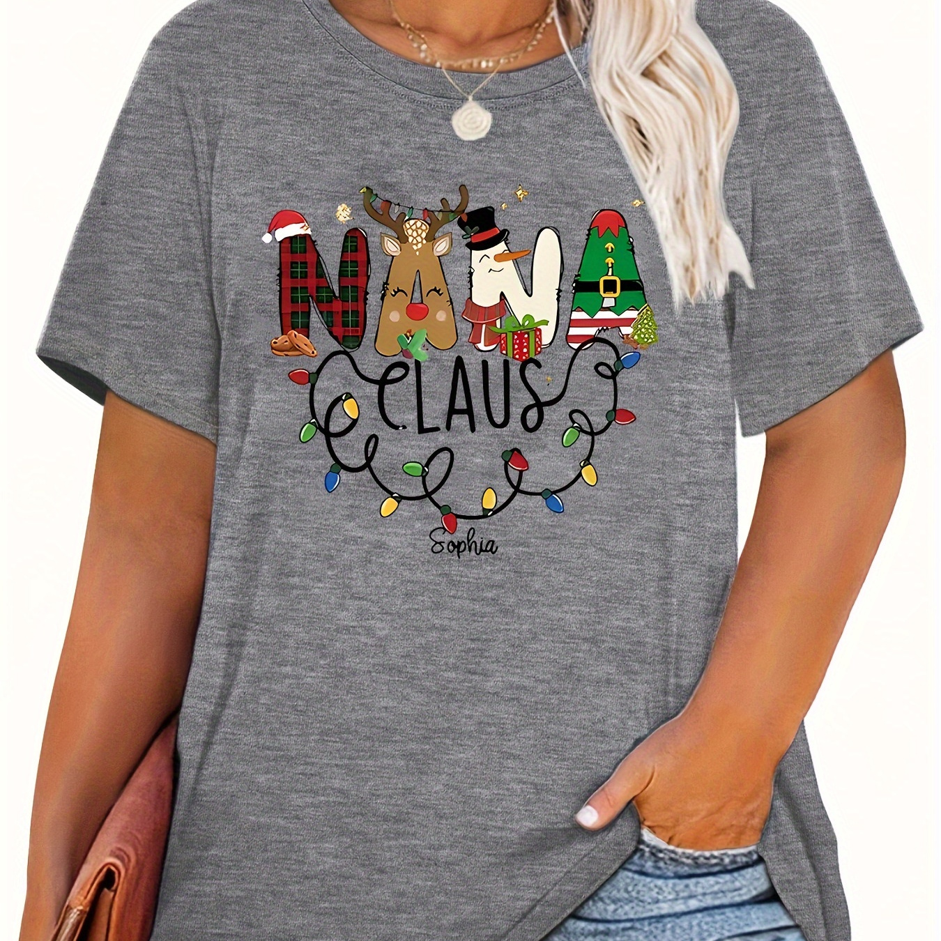 

Women's Casual Christmas - Soft Cotton Blend, Crew Neck, Short Sleeve, Machine Washable