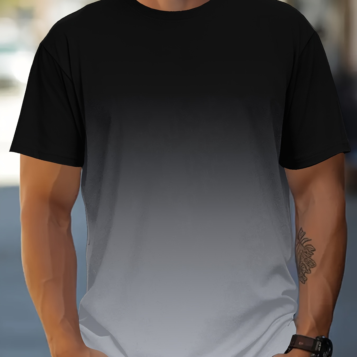 

Men's Gradient Color T-shirt, Short Sleeve Crew Neck Tee, Men's Clothing For Summer Outdoor