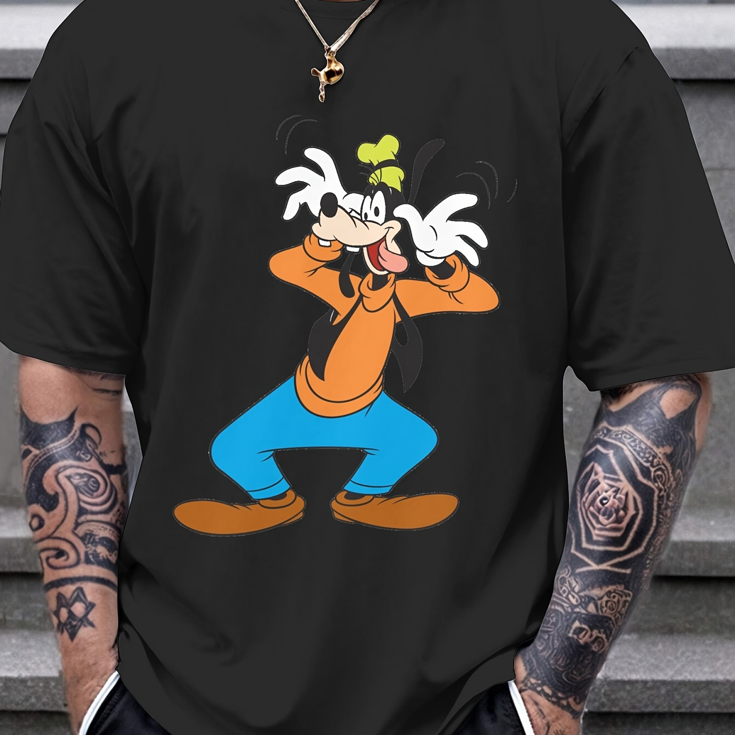 

Men'-sided Cartoon Print Fashion Casual Short Sleeve Comfortable Round Neck T-shirt