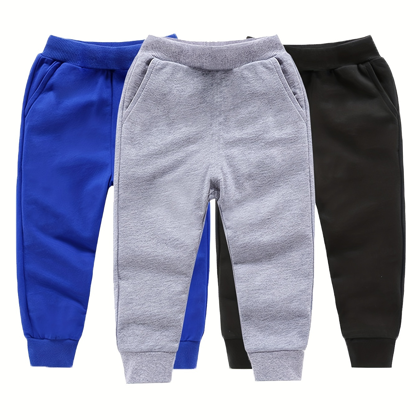 3pcs Boys Casual Comfortable Solid Active Sweatpants, Casual Elastic Waist Breathable Jogger Sports Pants, Kids Clothing
