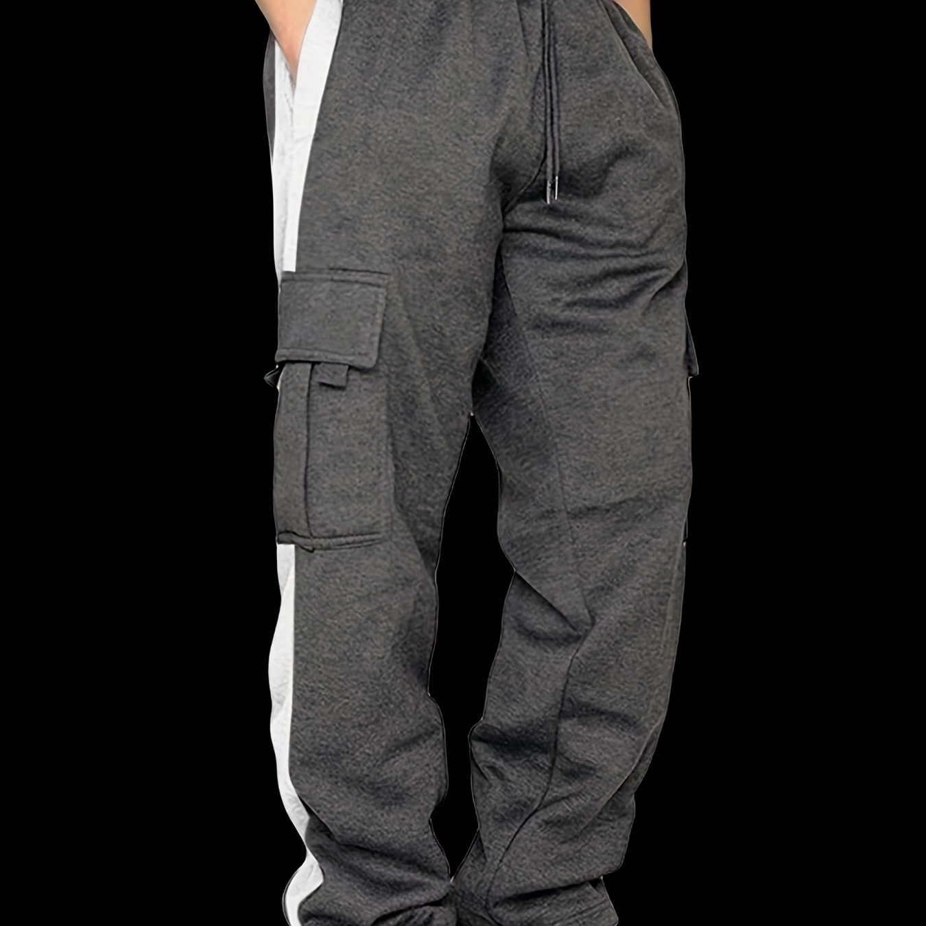 

Men's Trendy Drawstring Sweatpants With Pocket, Active Slightly Stretch Breathable Trousers For Running Exercise