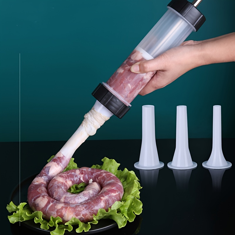 3pcs / Set Main Saucisse De Saucisse Farce Tube Maker Stuffer Meat Grinder  en Plastique Entonnoir Outil
