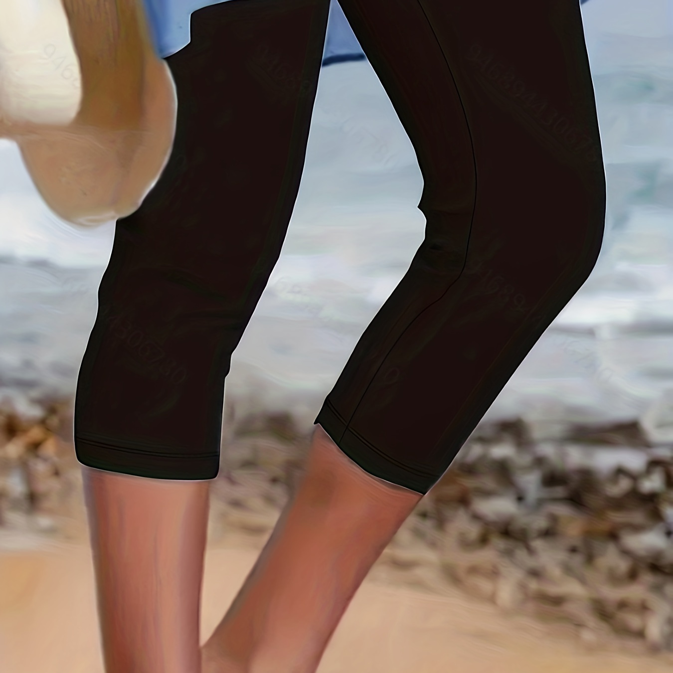 

Plus Size Sports Leggings, Women's Plus Solid Medium Stretch Slim Fit Fitness Gym Capri Pants