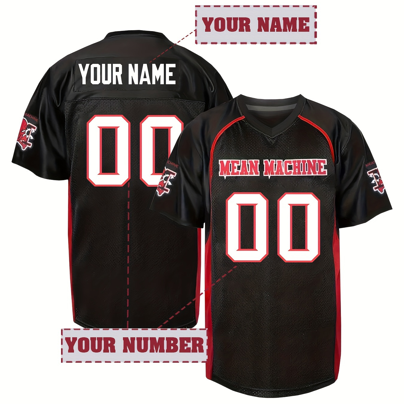 

Customized Name And Number Embroidery, Men's V-neck Football Jersey, Comfy Top For Training And Competition