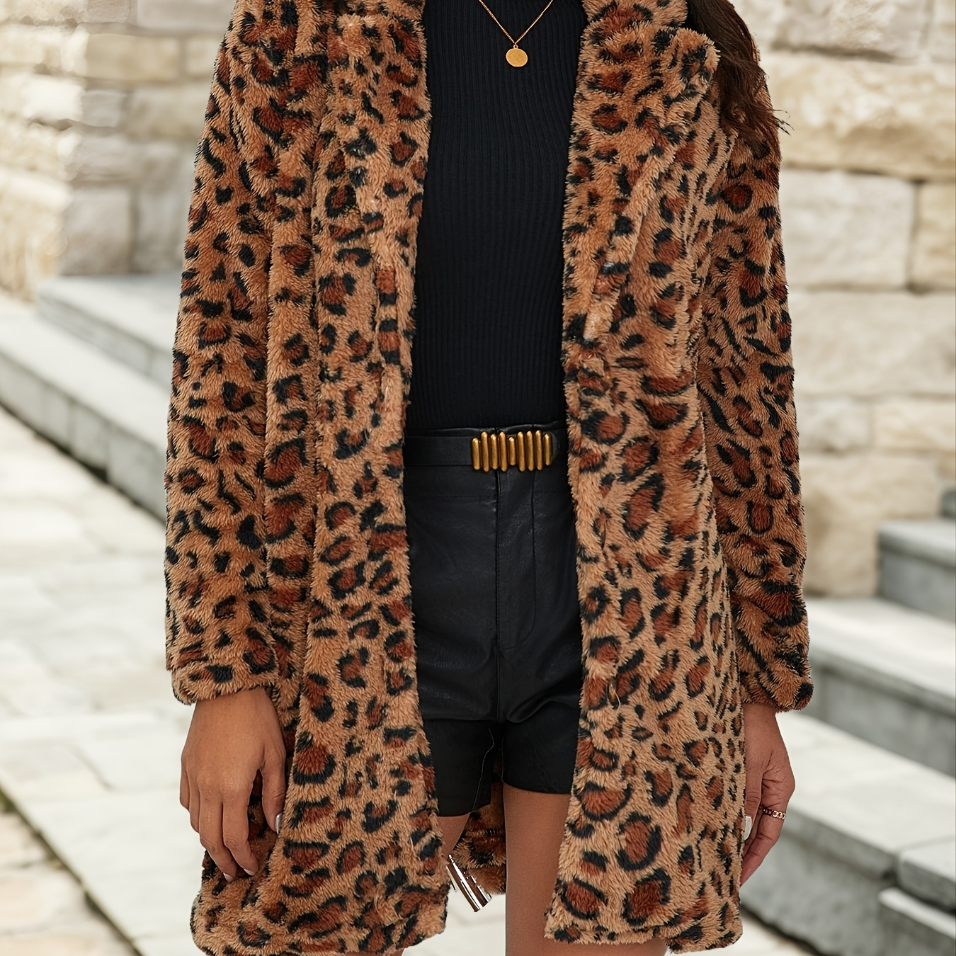 

Faux Fur Coat For Women - Double- , Mid-length Lapel , Long Sleeve - For Fall/