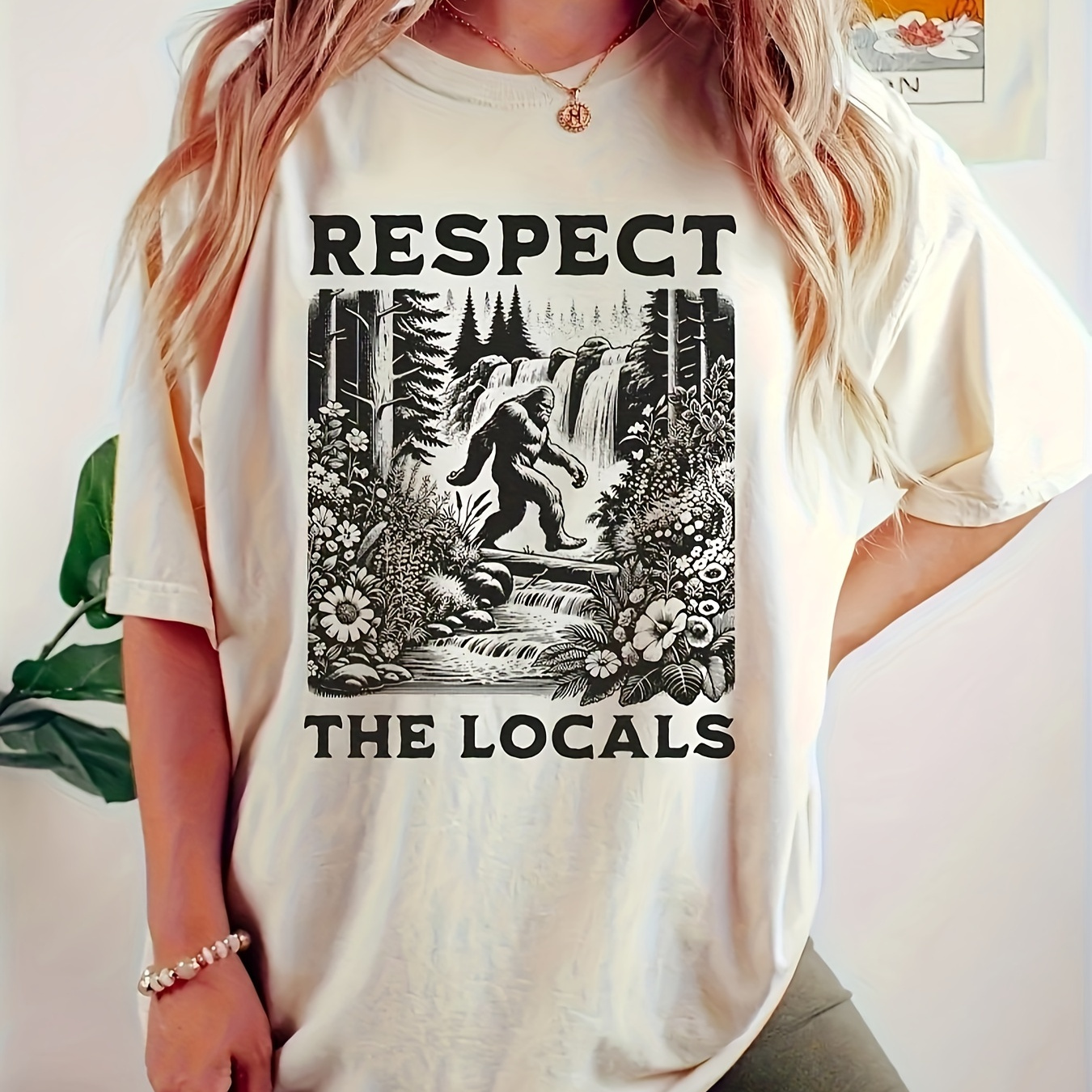 

Respect The - Gorilla - Printed Round Neck T-shirt - Casual Everyday Everything - Soft And Comfortable - Women's Top