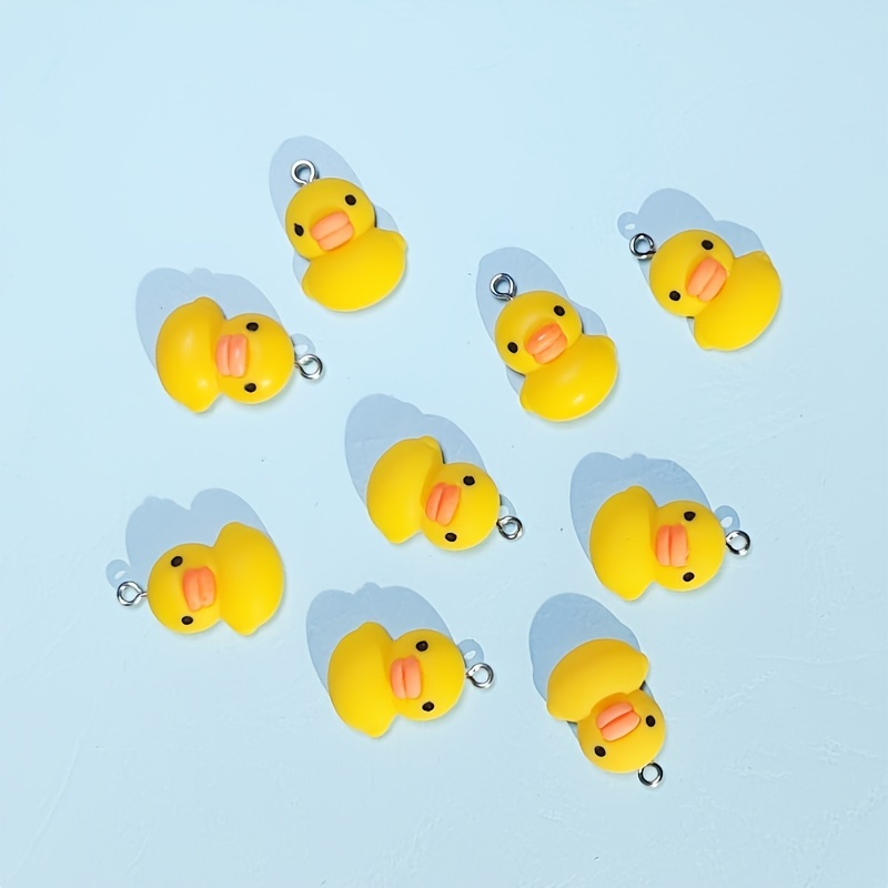 

9 Pcs Cartoon Little Yellow Duck Shape Loose Beads Diy Handmade Jewelry Accessories