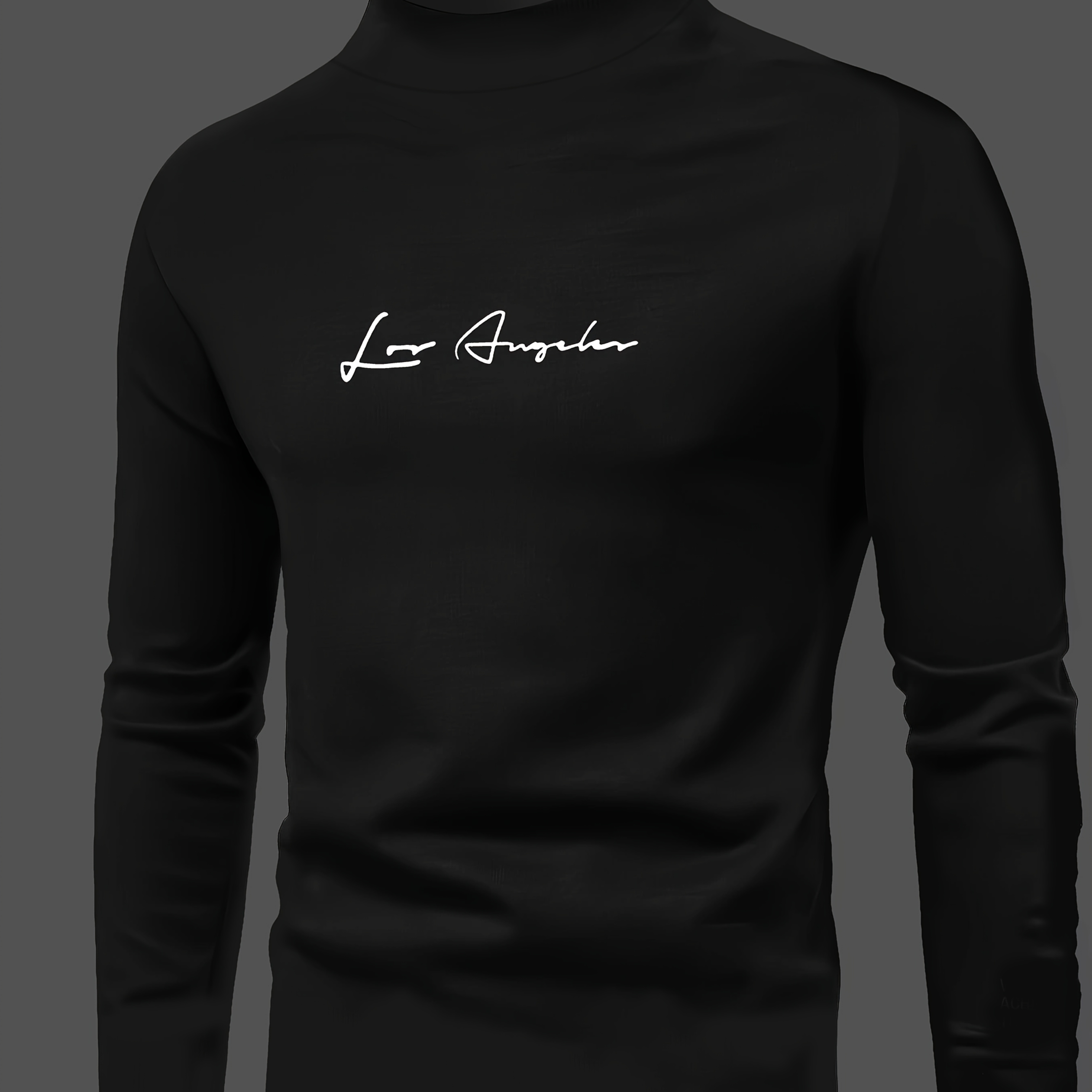 

Los Angeles Neck Long Sleeve Turtleneck Sweatshirt, Casual Polyester Knit Fabric Top, Regular Fit, With Slight Stretch, For Adults, Fall