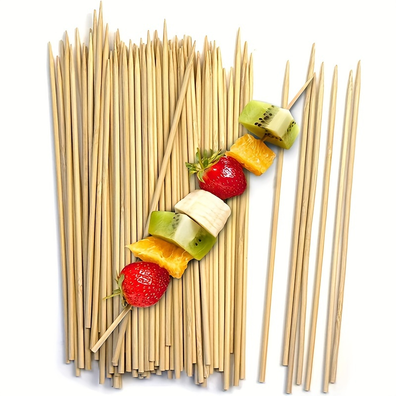 

100pcs 200pcs Natural Bamboo Skewers, Wooden Skewers, Kebab, Short Skewers, Wooden Kebab Skewers For Fruit Kabobs, Appetizer, Chocolate Fountain, Cocktail, 8"/10"/12