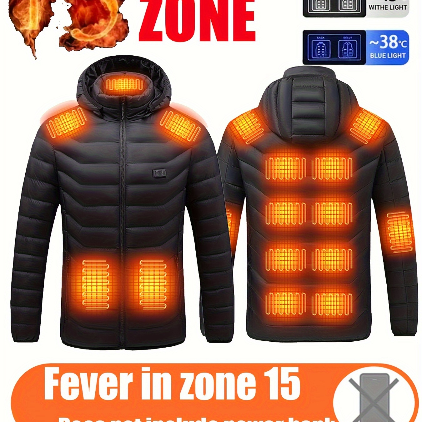 Veste Chauffante Solide Et Élégante Pour Hommes Avec Poches, Veste À  Capuche À Manches Longues Zippée Et Respirante Pour Les Activités  Extérieures D'hiver (la Batterie Externe N'est Pas Incluse) - Temu France