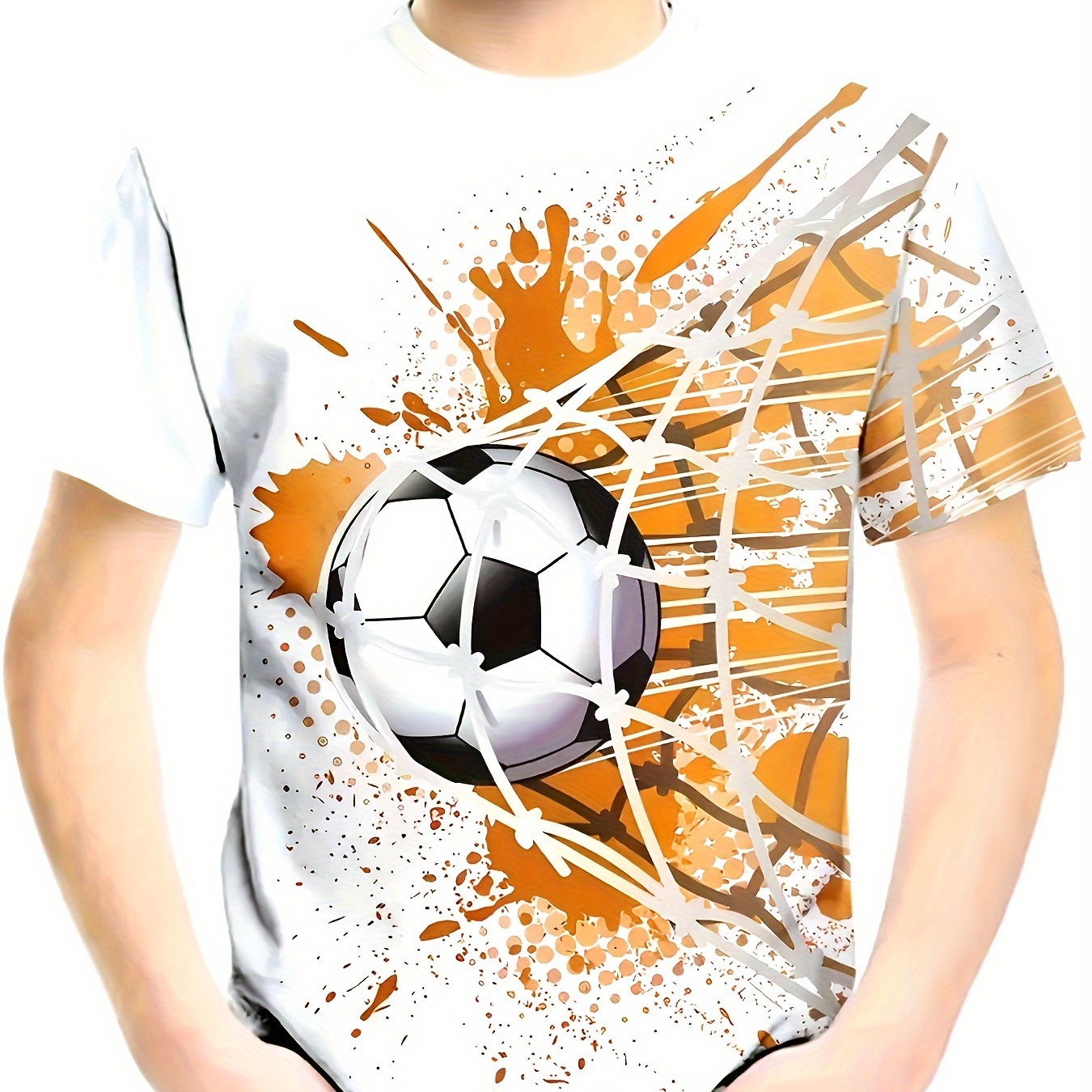 

Cartoon Football 3d Print Boys Creative T-shirt, Casual Lightweight Comfy Short Sleeve Tee Tops, Boys Clothes For Summer