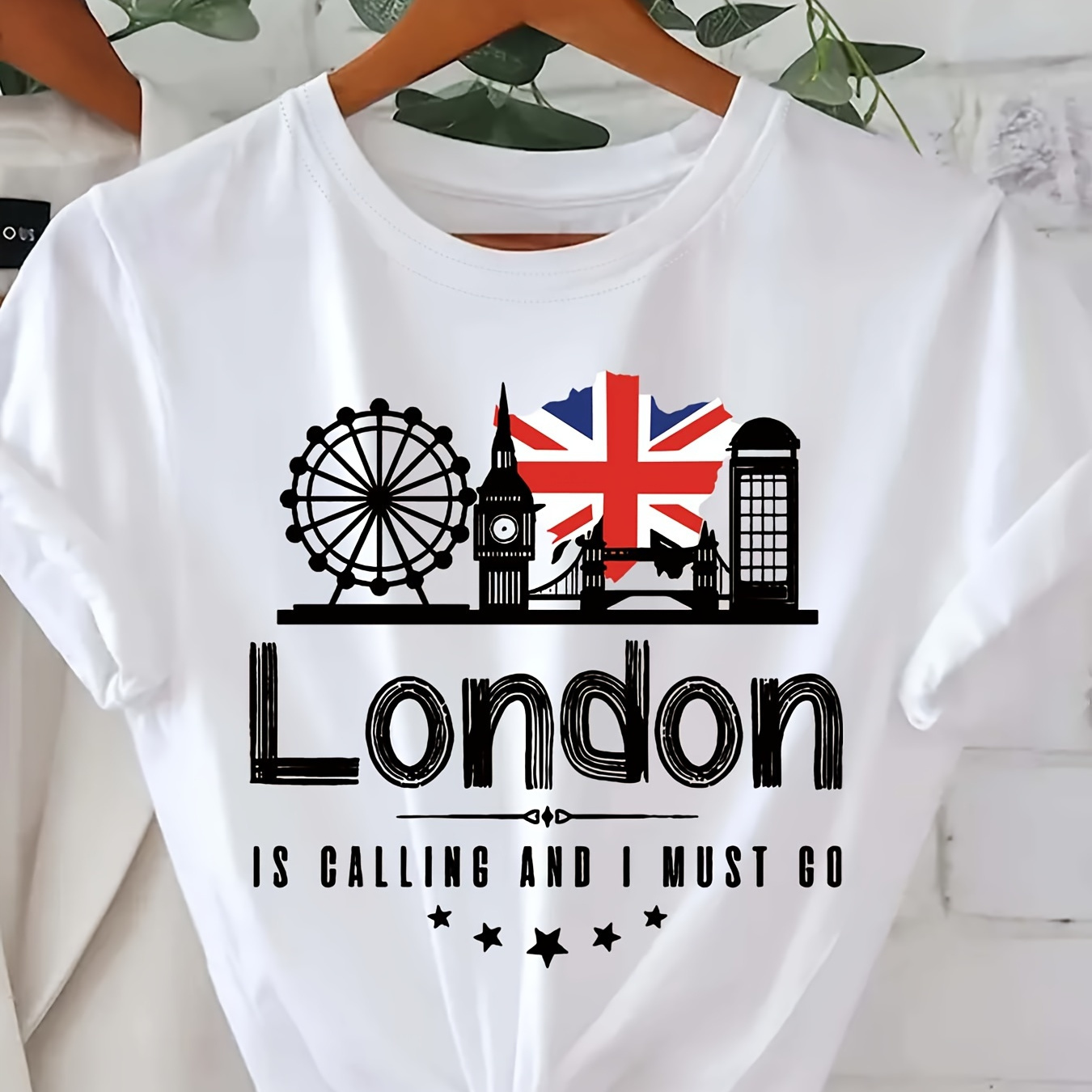 

London Letter Print T-shirt, Short Sleeve Crew Neck Casual Top For Summer & Spring, Women's Clothing