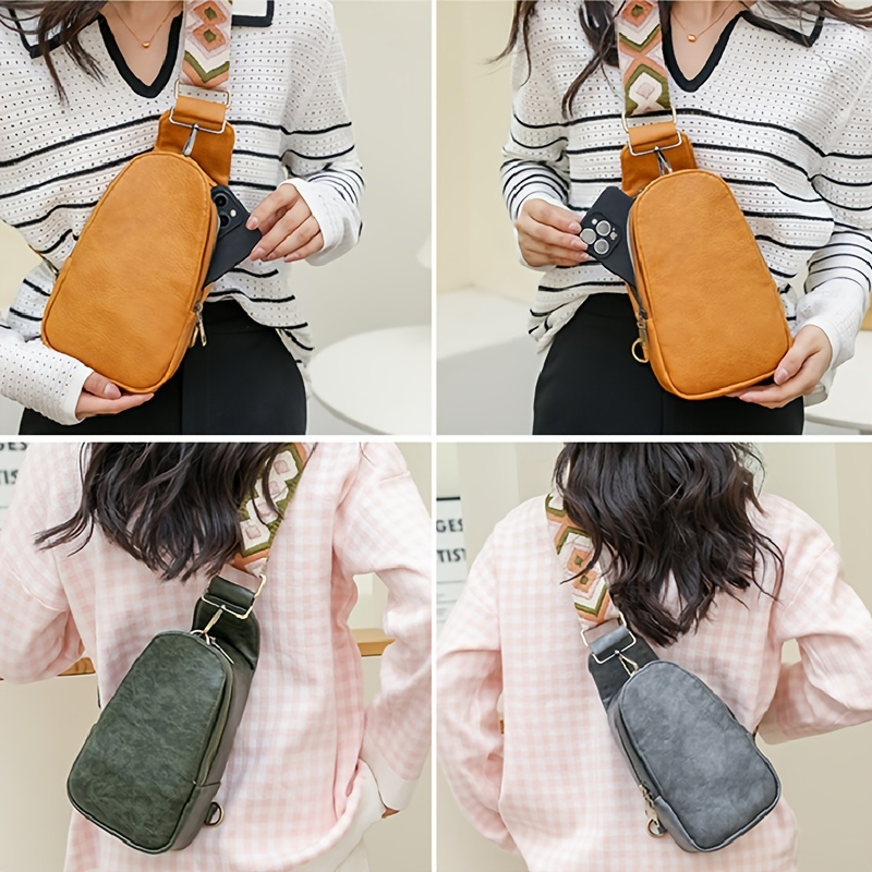 Fashion Printed Sling Bag, Women's Multi Pocket Chest Purse, Pu Leather  Crossbody Bag For Travel Sports - Temu