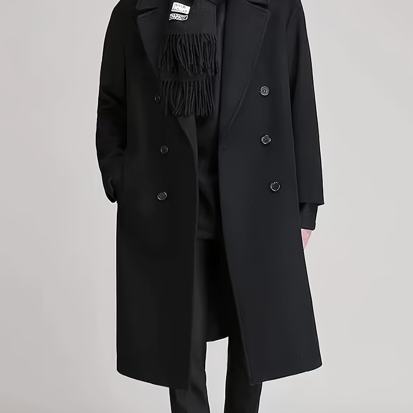 

Long-length Overcoat Lapel , -breasted , Pattern, Regular - , Full , And -