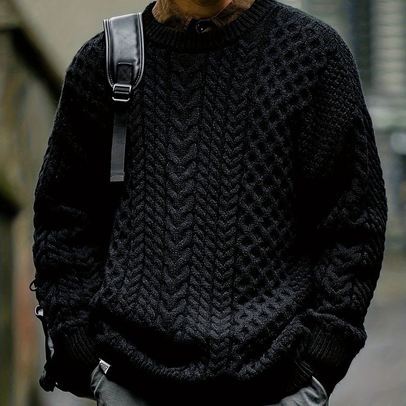 

Men's Plus Size Cable Knit Fashion Pullover Sweater, Casual Warm Wear For Fall/winter