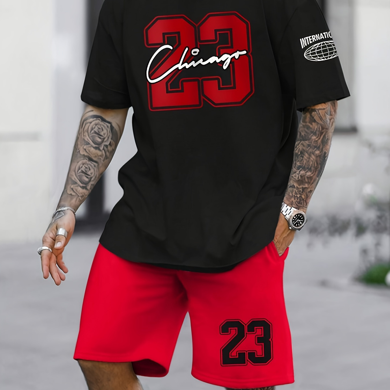 

A Summer Two-piece Set For Men, Featuring 's 3d Digital Printed Short-sleeve Round Neck T-shirt And Shorts Set With Letter Patterns, A Casual And Stylish Summer Trendy Set, Perfect As A Gift For Men.