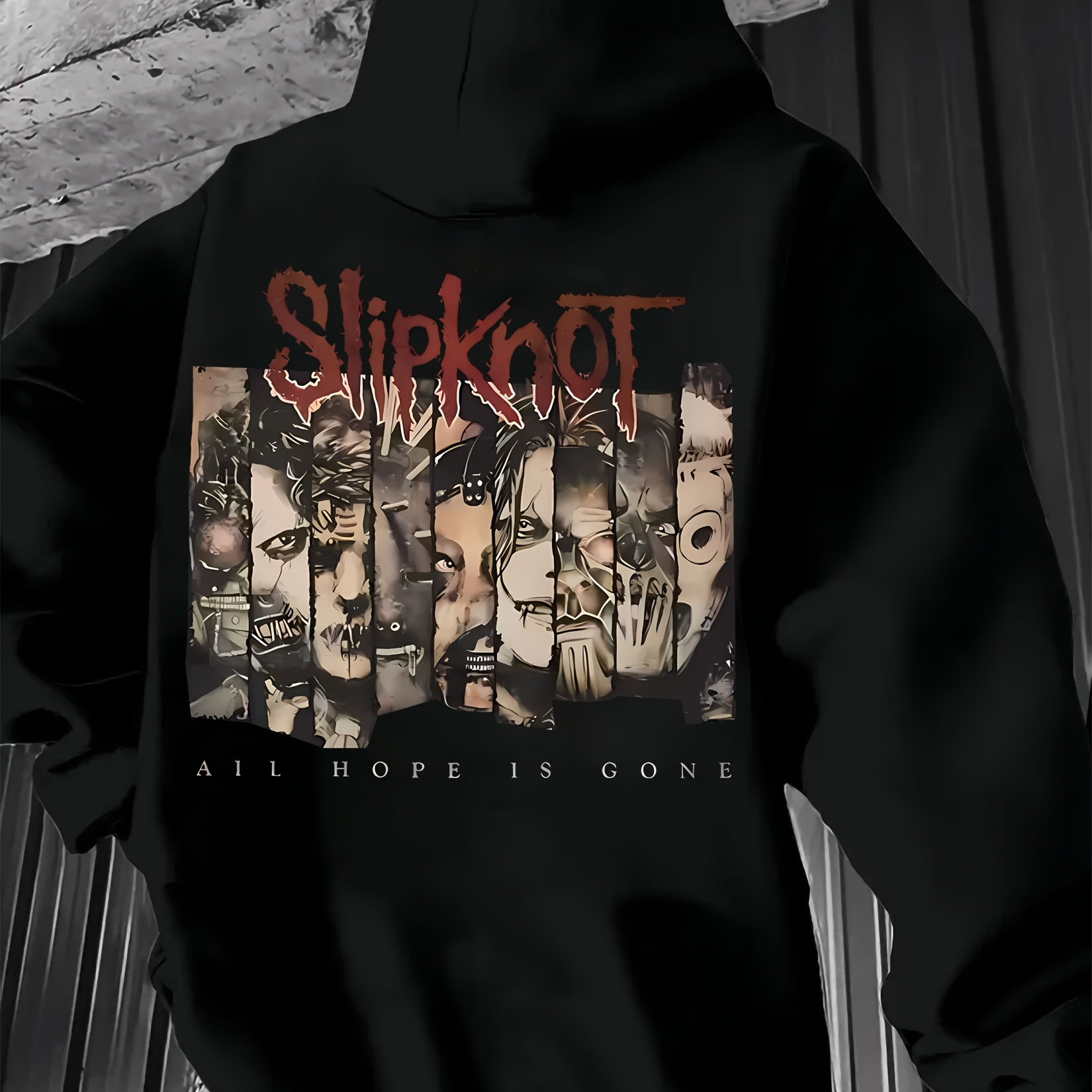 

Men's Red Slipknot Graphic Hoodie - Casual Polyester Knit Sweatshirt With "all Hope Is Gone" Print, Machine Washable For Fall/winter