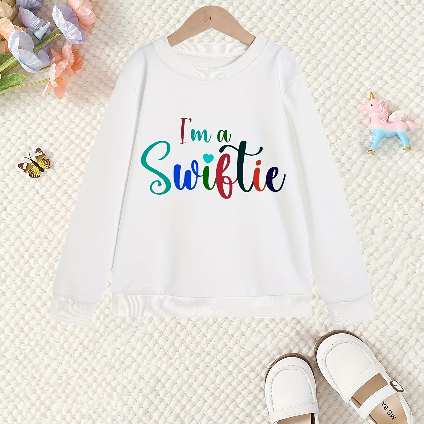 

100% Cotton Swiftie Print Girls Long Sleeve Casual Top Comfy & Fashion Sweatshirt For Sports Daily Outdoor