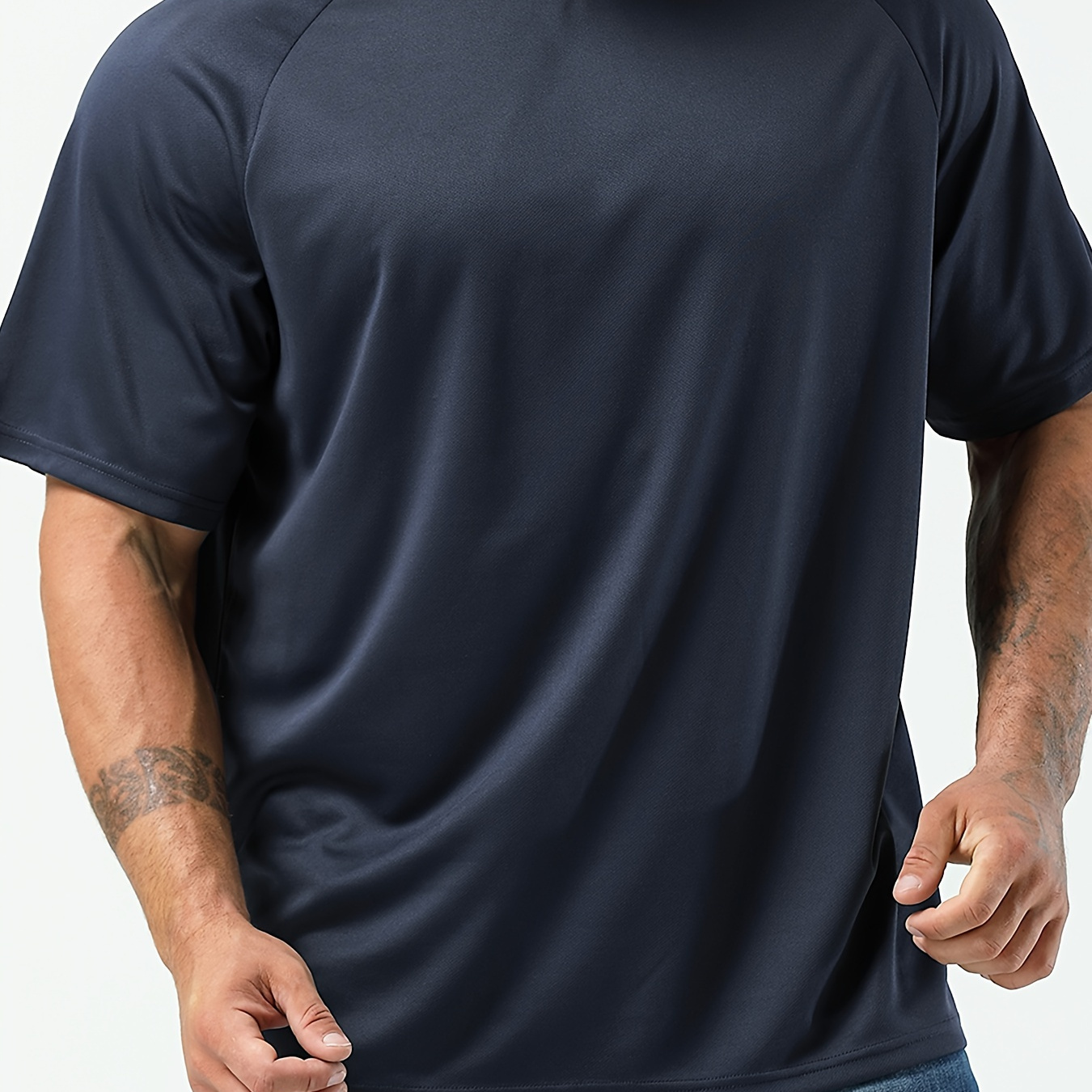 TEMU Plus Size Men's Solid T-shirt For Summer, Outdoor Casual Tees For Males