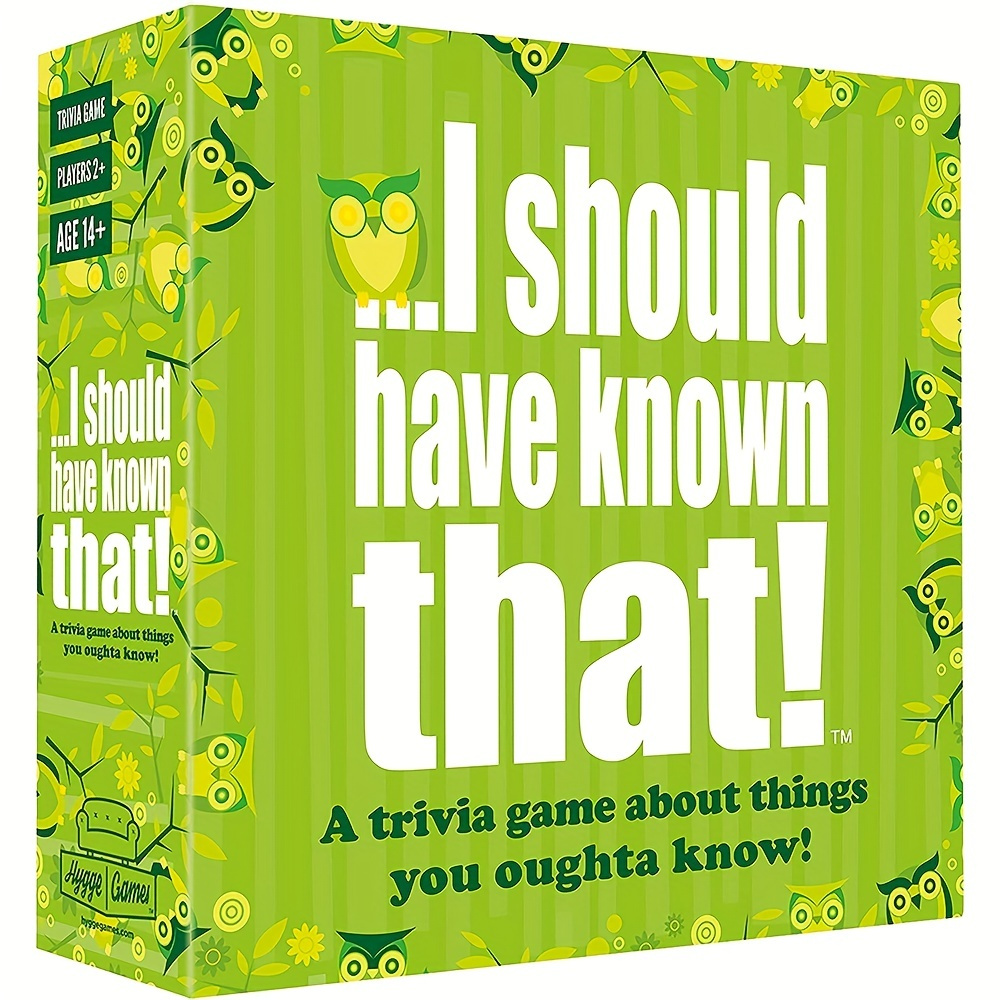 

I Should Have Known That! Trivia Game Green Board Game 110 Cards With More Than 400 Questions About Things That You Should Know Card Game Party Game Family