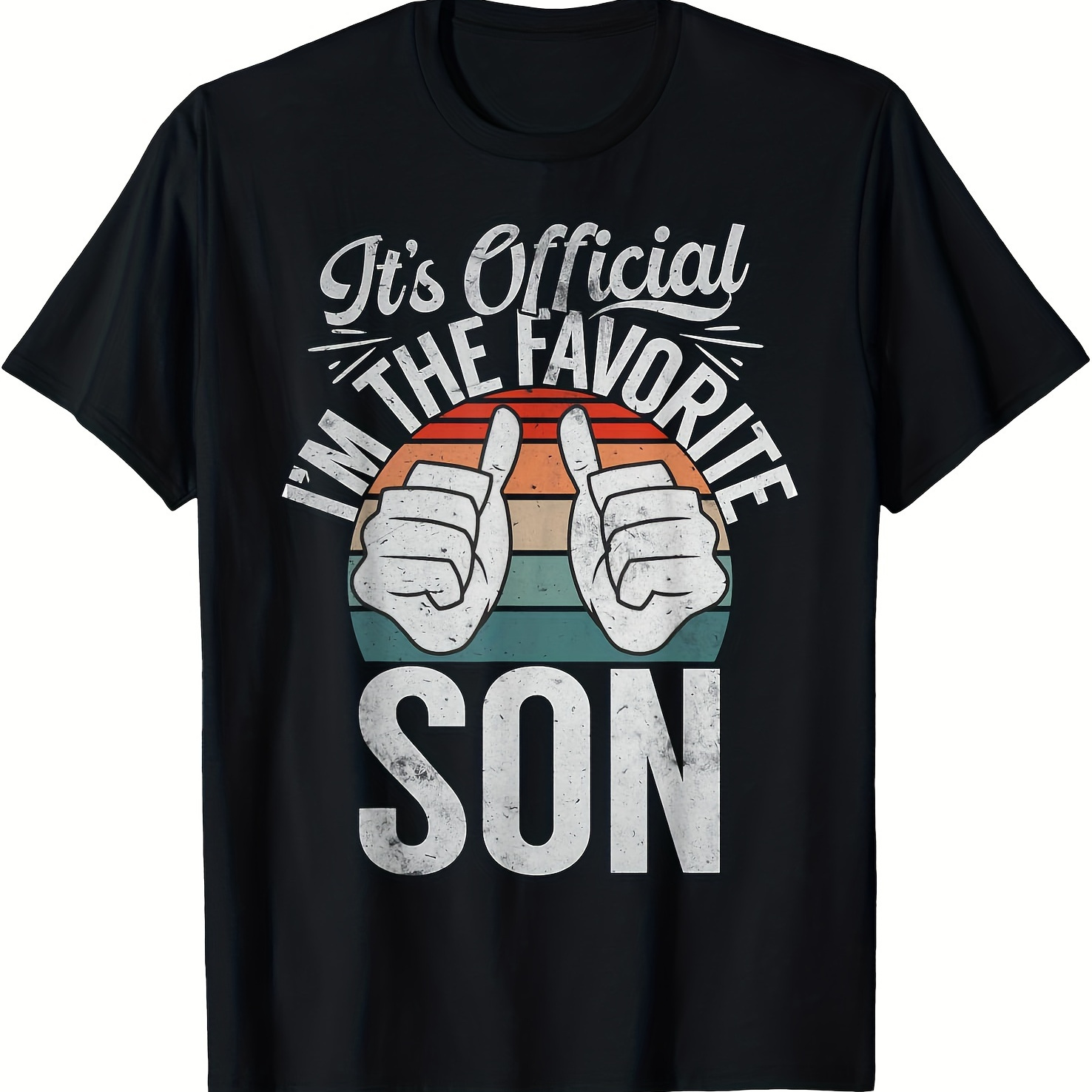 

Its Official Im The Favorite Son Printed T-shirt Comfortable Breathable, Casual Short Sleeve, Daily Wear, All Season, Black, Men 220g