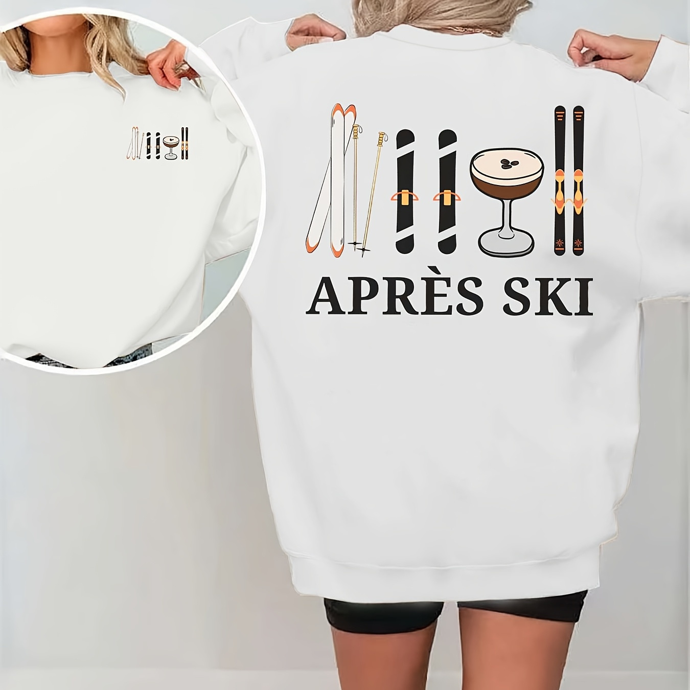 

Women's Ski Sweatshirt - Crew Neck, Casual Polyester Pullover For Fall & Winter