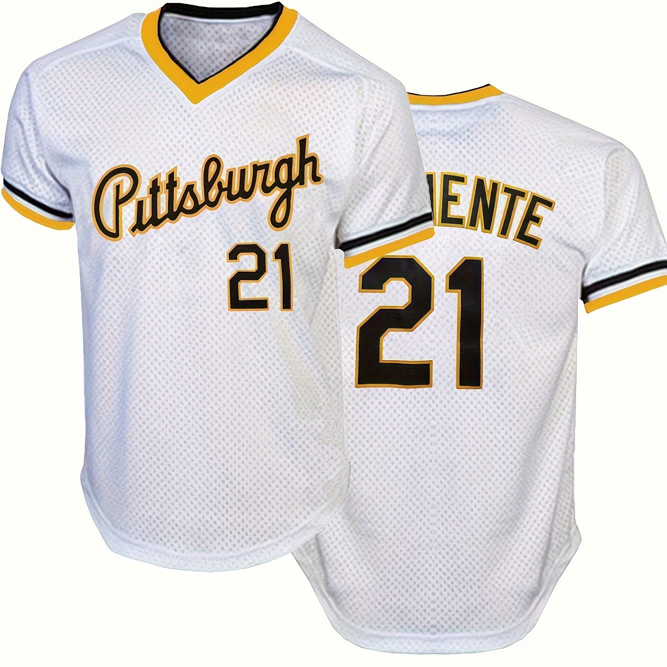 

Men's Pittsburgh #21 Baseball Jersey, Classic Retro Embroidery Design Breathable Pullover Short Sleeve Sports Shirt For Training Competition