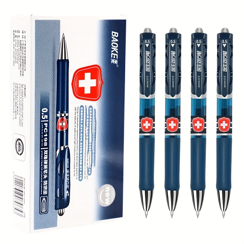 

6pcs/set Of 0.5mm Doctor's Gel Prescription Refills Large Capacity Blue Black Ink Pen Writing Stationery Office Stationery (2 Pens+4 Refills)