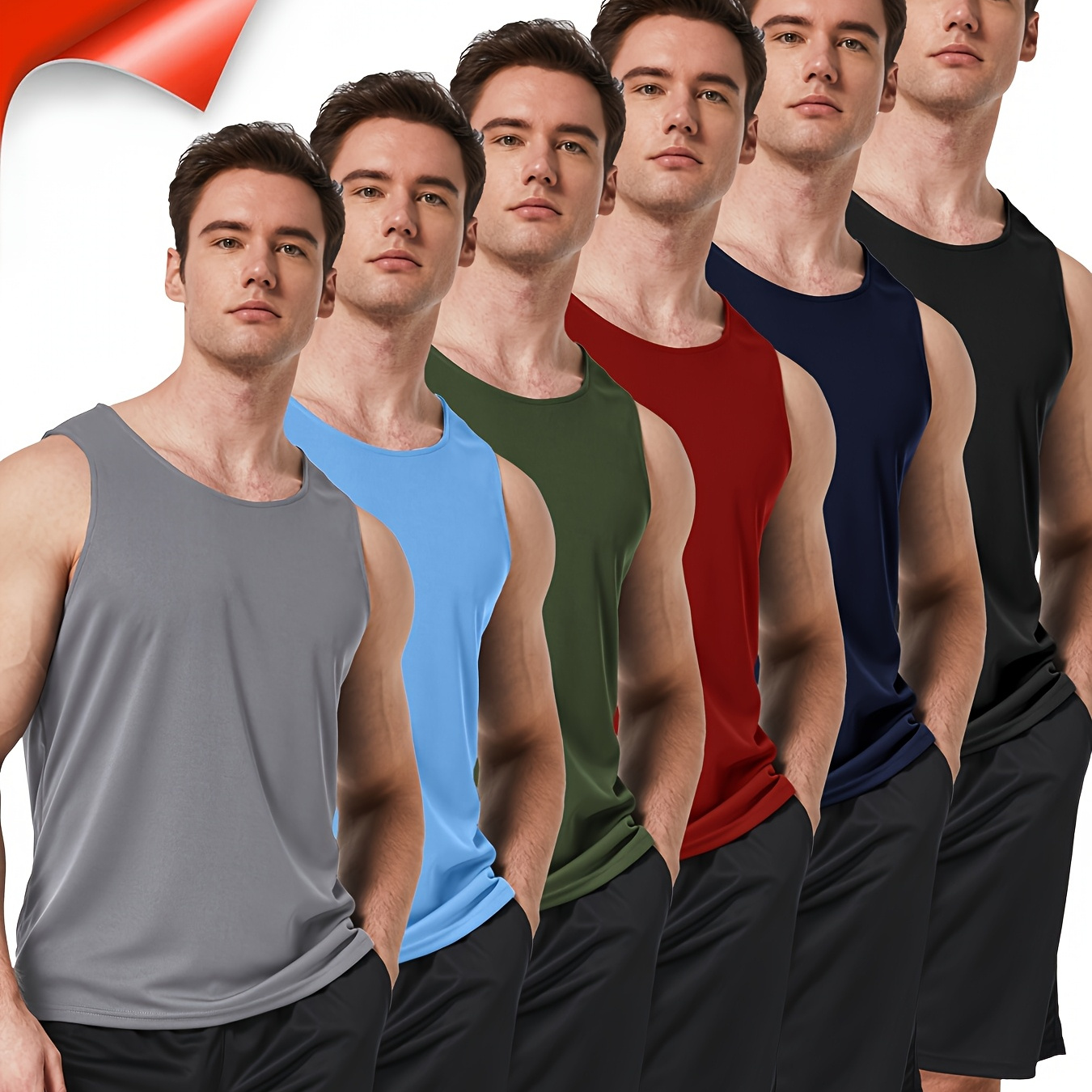 

6pcs Summer Men's Quick Dry Moisture-wicking Breathable Tank Tops, Bodybuilding Sports Sleeveless Shirts, For Running Training, Men's Clothing