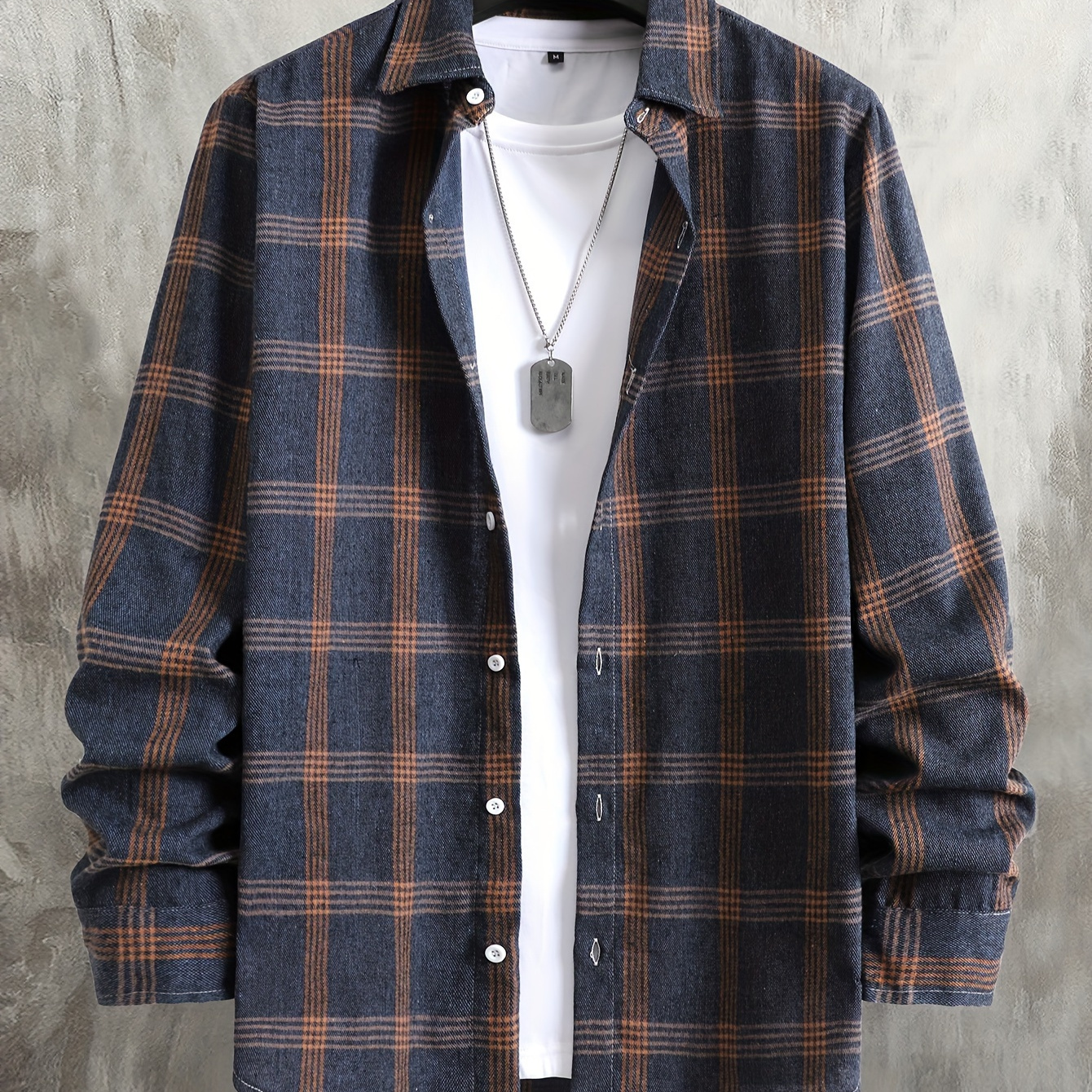 

Casual Plaid Pattern Men's Basic Long Sleeve Button Up Shirt For Spring Fall Outdoor