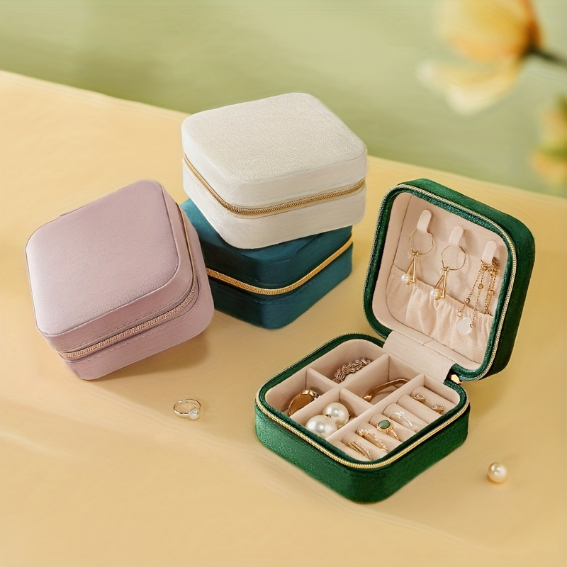 Small Portable Jewelry Box Zipper Jewelry Storage - Temu
