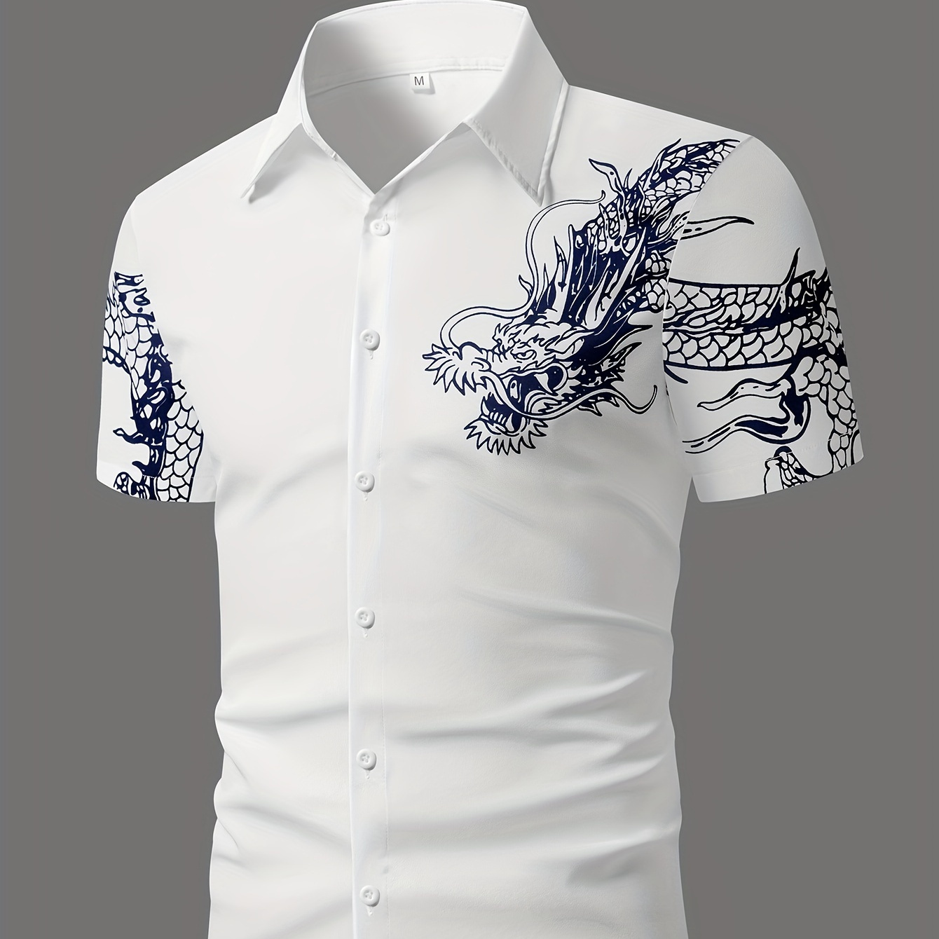 

Anime Dragon Pattern Men's Short Sleeve Button Up Shirt For Summer Outdoor Street Leisure